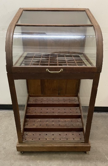 Antique Oak Country Store Cane Display Case