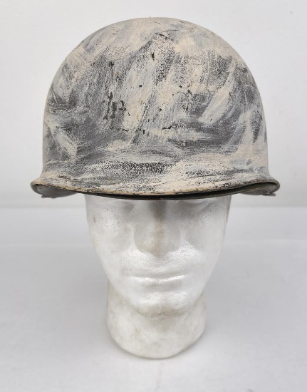 Korean War Snow Camo Painted M1 Helmet