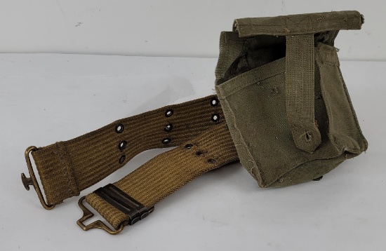 Ww2 Web Pistol Belt And Shell Pouch