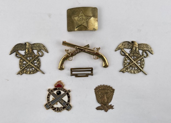 Group Of Assorted Military Brass Pieces