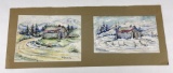 Pair Of Watercolors On Board W. Hardwick