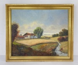 German Town Scene Painting Oil On Canvas Berger