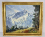 German Mountain Painting Oil On Canvas Berger