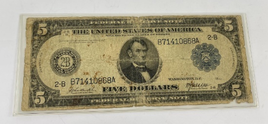 1914 $5 Note New York Blue Seal