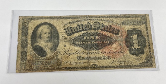 1886 $1 Silver Certificate Note Martha Washington