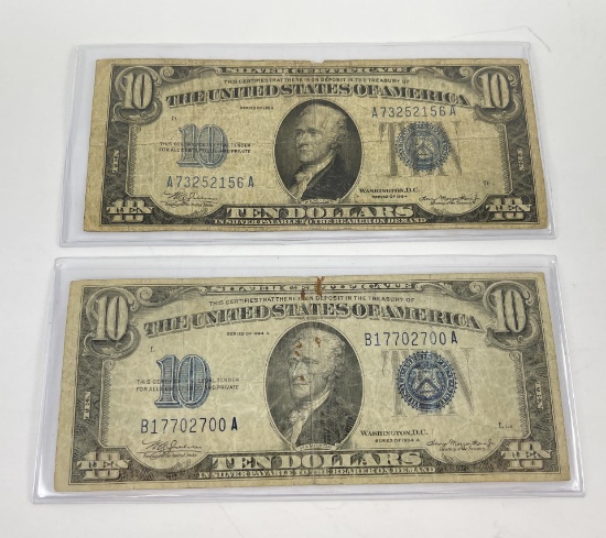 1934A and 1934 Blue Seal $10 Silver Certificates