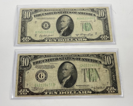 $10 Notes 1950a New York 1934a Illinois