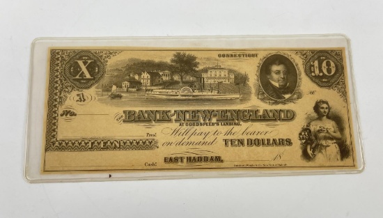 Civil War Bank of New England $10 Note