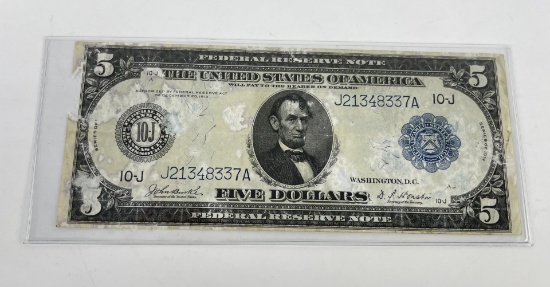 1914 $5 Missouri Bank Blue Seal Large Note