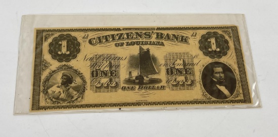 $1 Citizens Bank of Louisiana Confederate Note
