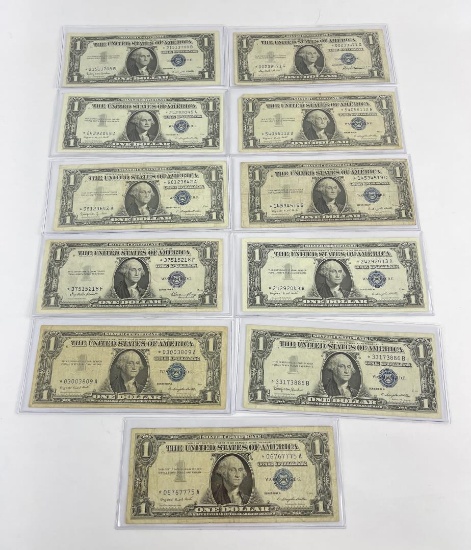 11 $1 Blue Seal Silver Certificates Star Notes