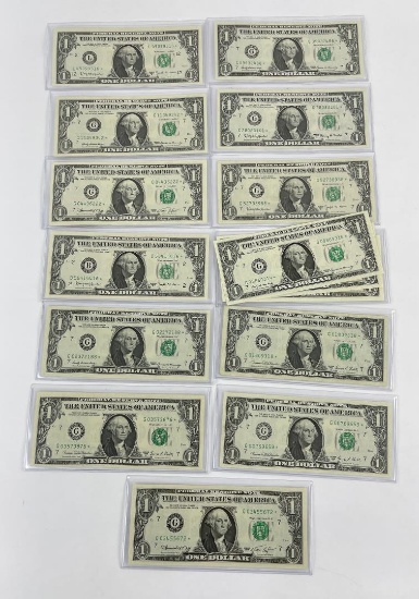 Lot of 13 $1 Star Notes