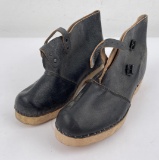 WW2 Nazi German Leather and Wood Clogs