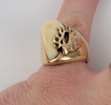 10k Gold Montana Bull Elk Tooth Ring