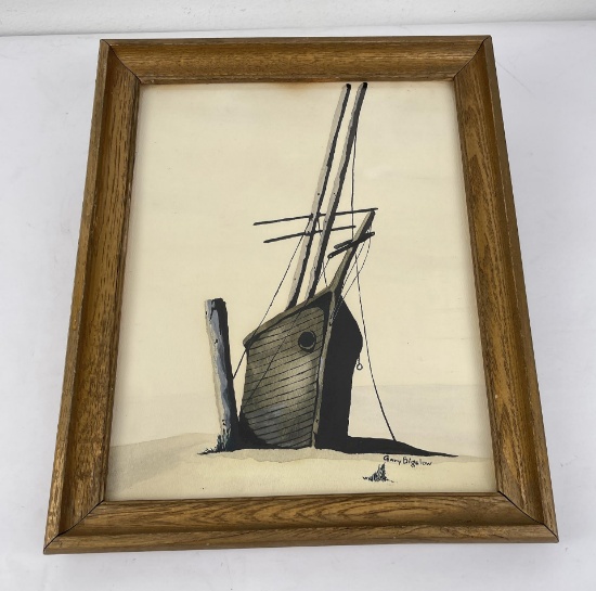 Gary Bigelow Gouache Sailboat Painting