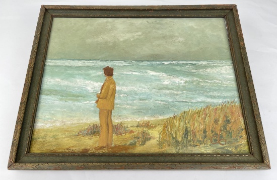 Woman at the Sea Oil on Canvas Painting