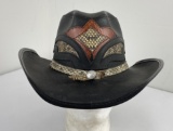 Vintage Double G Leather Cowboy Hat
