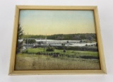 Antique Hand Tinted Photo of Dam