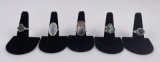 Lot of 5 Sterling Silver Rings