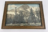Antique Montana Hand Tinted Mountain Photo