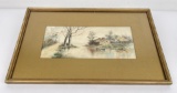 Antique Rural Pastoral Watercolor Painting