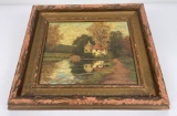 Very Nice Antique Oil on Board Painting