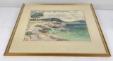1932 California Costal Watercolor Painting