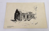 Kalispell Montana Cabin Ink Transfer Print