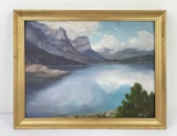 Glacier Park Montana Oil on Board Painting