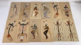 Lot of 12 Navajo Indian Sand Paintings