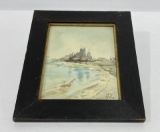 Antique Watercolor Beach Painting