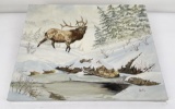 Montana Elk Oil on Canvas Painting