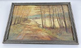 Antique Itinerant Western Oil Painting on Board