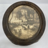 Antique Charcoal Sheep Drawing