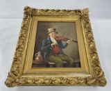 European Fiddler Oil on Canvas Painting