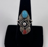 Navajo Sterling Turquoise Coral Ring