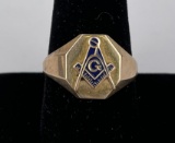 10k Yellow Gold Mens Masonic Ring