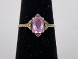 10k Yellow Gold Pink Gemstone Ring