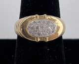14k Yellow Gold and Diamond Mens Ring