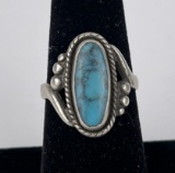 Navajo Sterling Silver Turquoise Bell Trading Ring