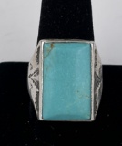 Navajo Sterling Silver Turquoise Ring Bell