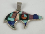 Navajo Robert Yellowhorse Inlaid Bear Pendant