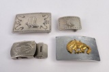 Lot of 4 Vintage Cowboy Belt Buckles