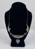 Navajo Sterling Silver Coral Turquoise Necklace