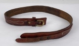 Vintage Leather Cabelas Basket Stamped Belt