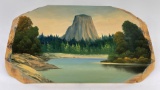 Antique Devils Tower Tourist Plein Air Painting