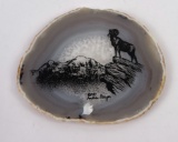 Hand Painted Geode Slice Bighorn Sheep