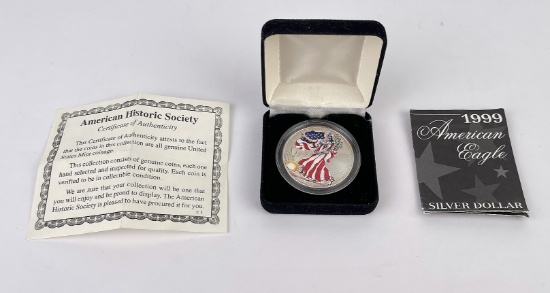 1999 American Silver Eagle Coin Colorized