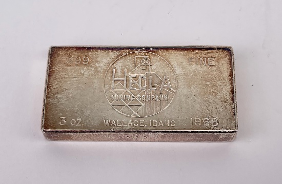 Hecla Mining Company 3oz 1968 Silver Bar