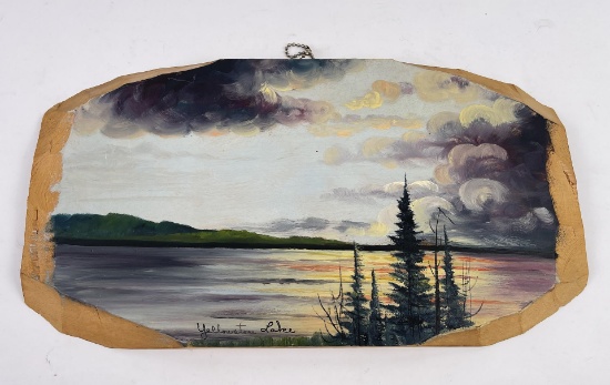 Antique Yellowstone Lake Montana Tourist Painting